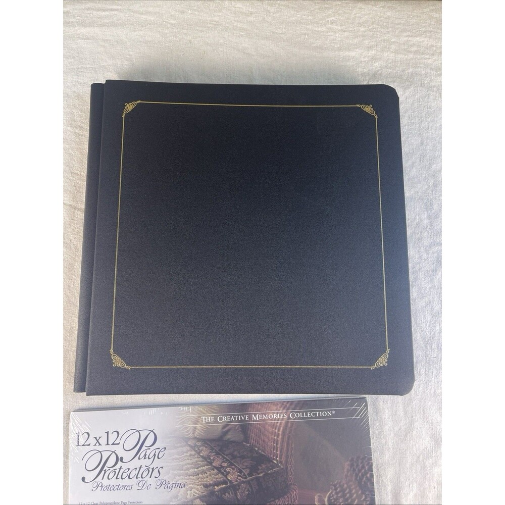 Creative Memories 12 X 12 Album Black W/ Gold Foil With Included Page Protectors